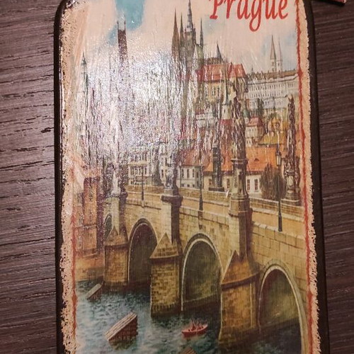 Decorative cutting board new with painted Charles Bridge Prague