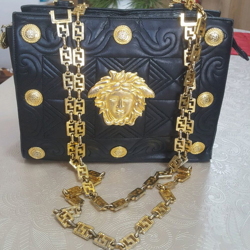 Gianni Versace vintage black leather shoulder bag used