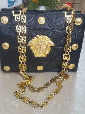 Gianni Versace vintage black leather shoulder bag used