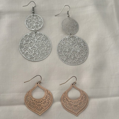 Boho rose gold drop earrings used
