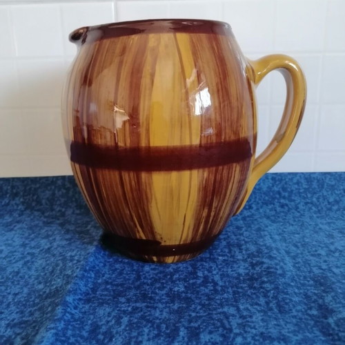 Clay wine jug vintage handmade glazed ceramic