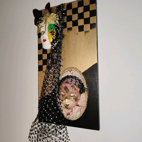 Handmade artistic wall frame new with theatrical masks