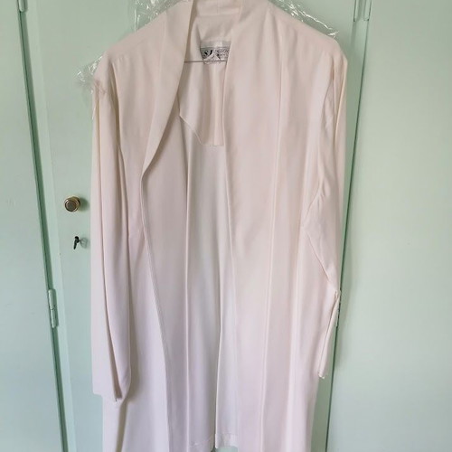 S.L. Fashions long white duster blazer plus size, like new