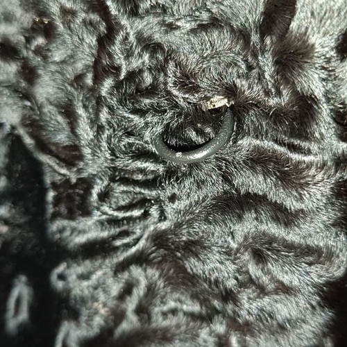 Vintage 80s fur used, black with suede sleeves, size M/L