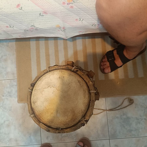 Traditional wooden drum conga handmade used with natural leather skin