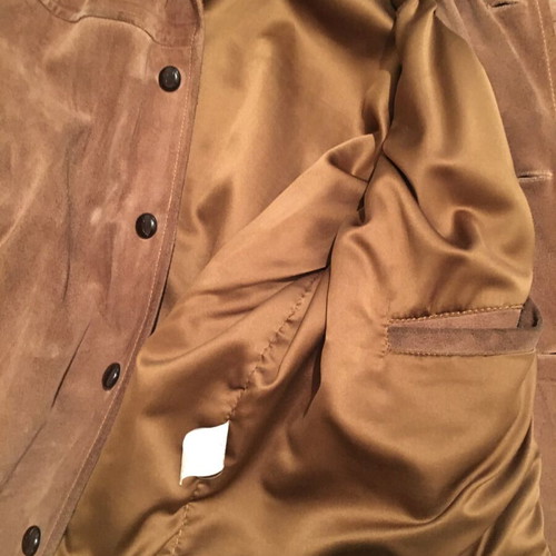 Suede leather men's jacket used, brown, size XL
