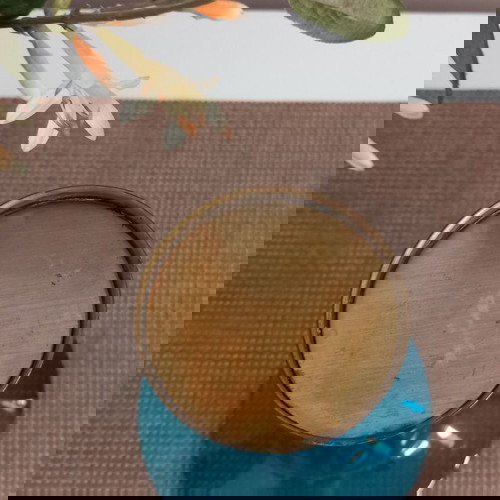 Βάζο Vintage aqua μπλε με βάση από μπρούτζο