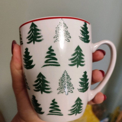 Christmas porcelain mug used with trees