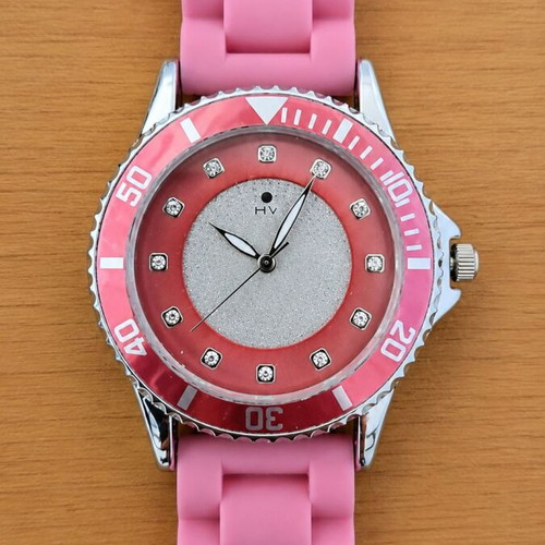 Helena Vera women's watch with Seiko mechanism, red and silver