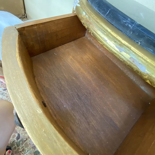 Set of 2 antique wooden nightstands with marble top, used