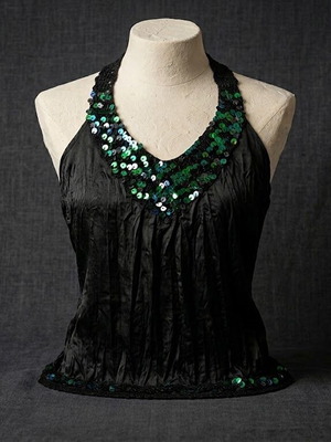 Black evening halter neck top like new with sequins