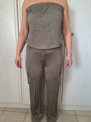 Enzzo fashion khaki one-piece jumpsuit size S like new