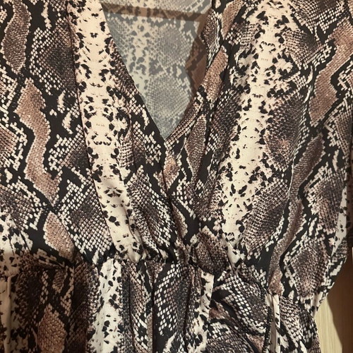 Animal print satin dress like new, airy with asymmetric hem