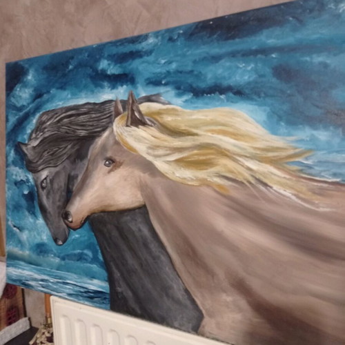 Painting Horses new, original handmade artwork