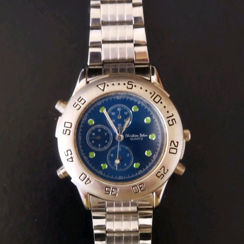 Christian Delon Quartz men's wristwatch, turquoise, chronograph