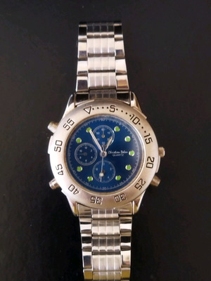 Christian Delon Quartz men's wristwatch, turquoise, chronograph