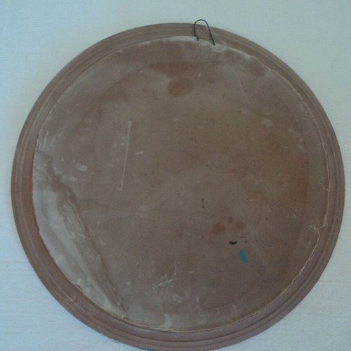 Skiathos embossed ceramic wall plate used, 24 cm diameter