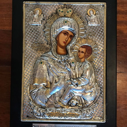 Christian icons from Mount Athos used, 925 silver with gold plating