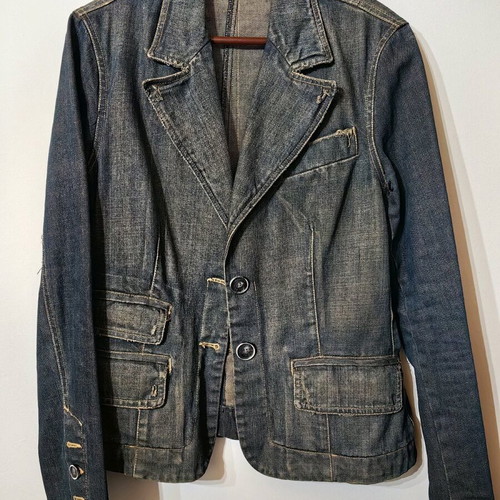Denim blazer TRF Zara large like new, petrol color