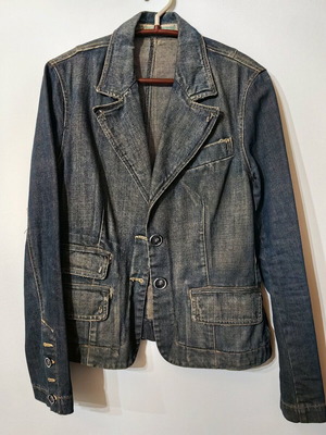 Denim blazer TRF Zara large like new, petrol color