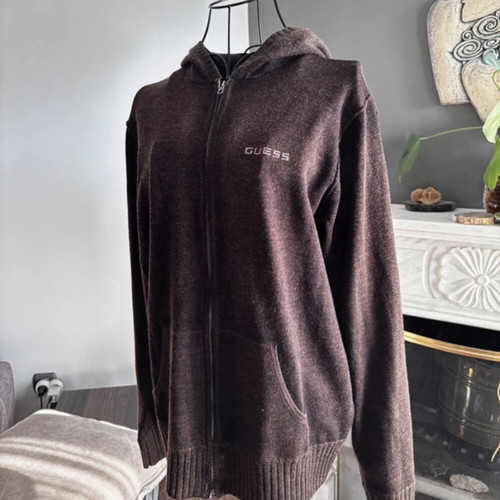 Guess wool women's zip-up jacket Large like new brown
