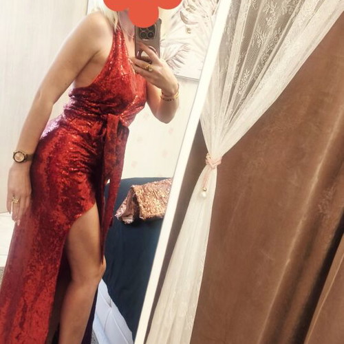 City Goddess London dress like new, red sequined wrap style