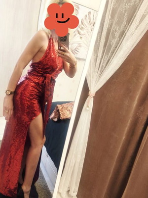 City Goddess London dress like new, red sequined wrap style