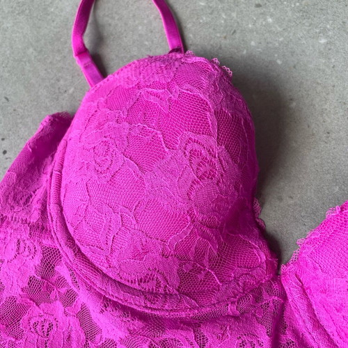 H&M women's negligee like new, short lace, pink and purple