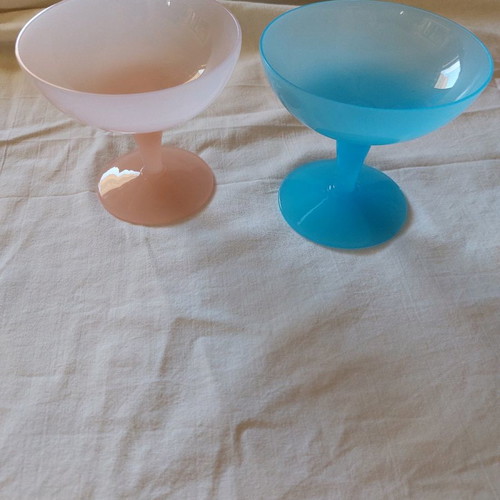 Opaline chocolate bowls used, pack of 2, vintage 11×12 cm