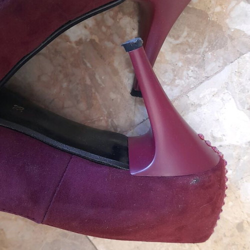 Dexim pumps used, burgundy with rhinestones, size 38