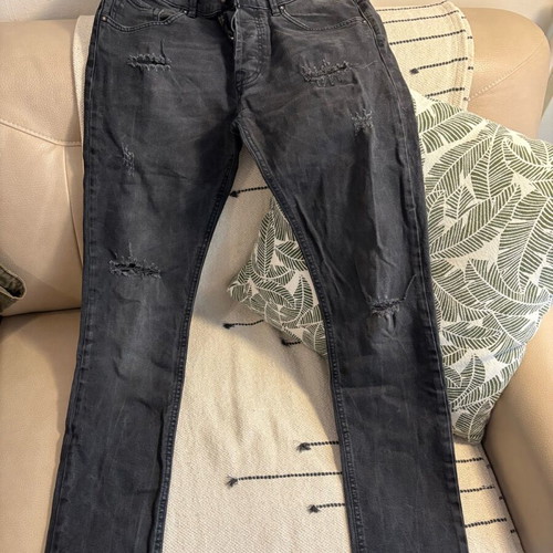 John Enzzo Black Slim Jean with Rips like New, Size W33