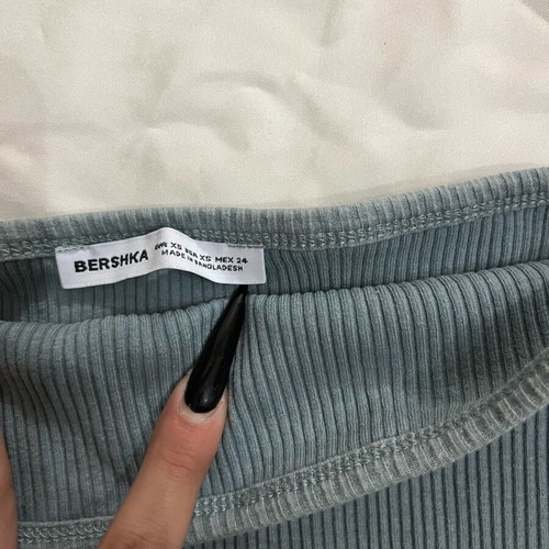 Bershka ribbed top with integrated sleeves like new, green turquoise XS