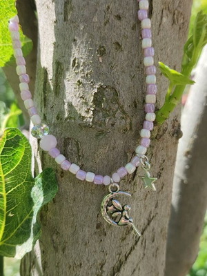 Cloud Fairy Handmade Necklace White and Purple