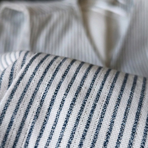 Zara women's vest white with blue stripes and metallic thread new