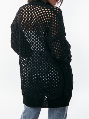 Base Fashion Black Knitted Cardigan One Size New