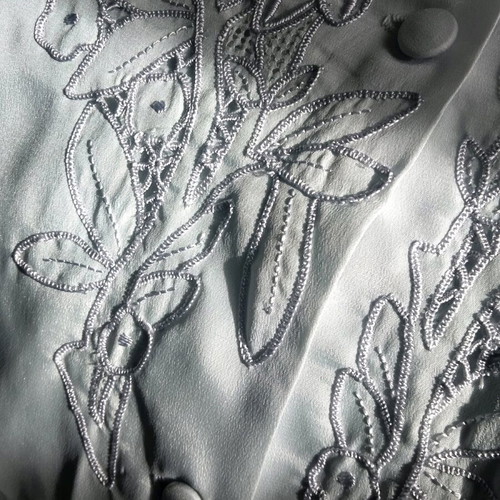 Vintage Isabelle nightgown with matching robe, like new, gray-blue