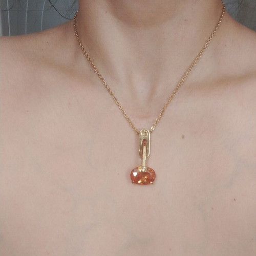 Necklace pendant with amber orange stone, like new