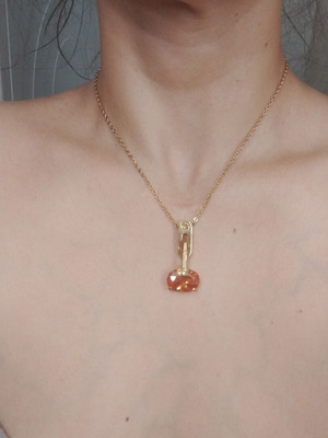 Necklace pendant with amber orange stone, like new