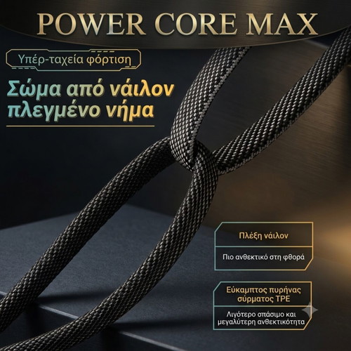 Power Core MAX 4-σε-1 καλώδιο ταχείας φόρτισης και μεταφοράς δεδομένων