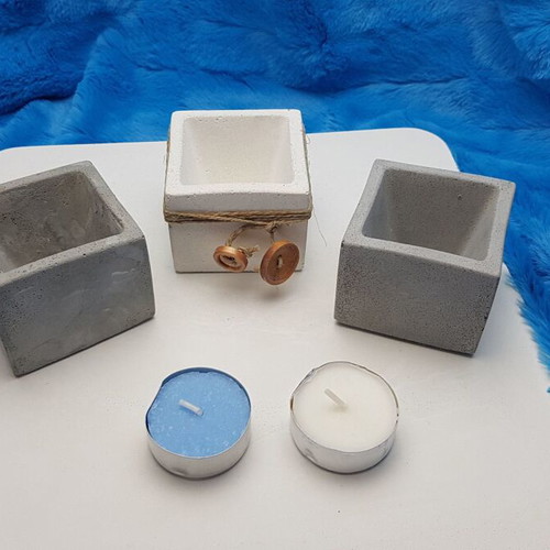 Set of 3 handmade concrete mini flower pots, gray