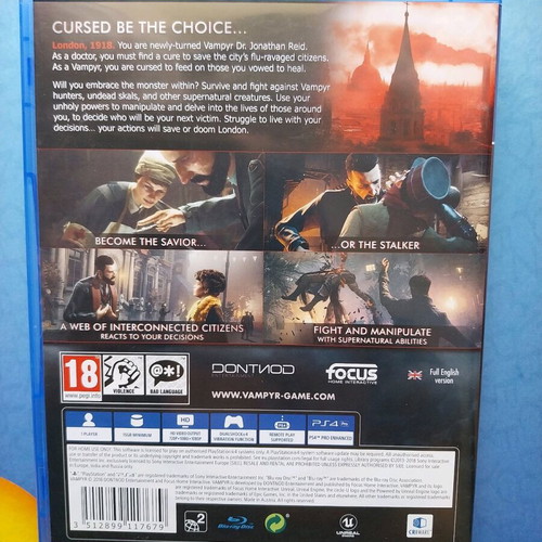 Vampyr PlayStation 4 game like new, adventure