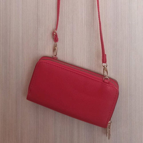 Bag - wallet 2 in 1 crossbody red like new with gold details