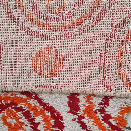 Runner rug used 2.60x0.66 beige orange burgundy