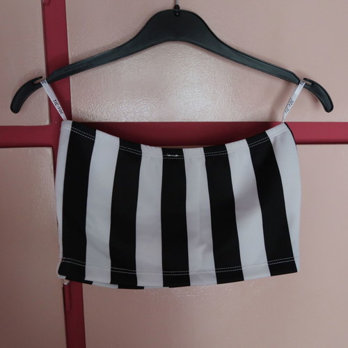 Striped strapless crop top with bow, XS, new