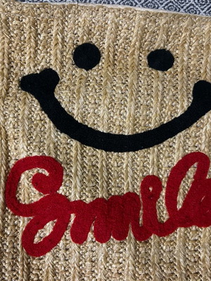 Embroidered straw bag used, Modissimo, beige