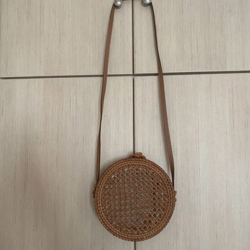 Mango straw shoulder bag like new, beige and brown