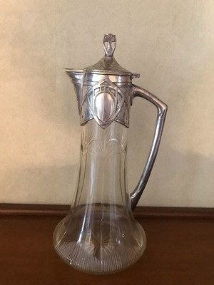 Art Nouveau carafe used with crystal and metal details