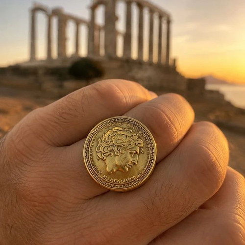 Handmade 'Megas Alexandros' Adjustable Bronze Ring