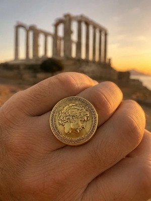 Handmade 'Megas Alexandros' Adjustable Bronze Ring