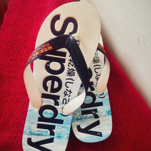 Superdry flip flops like new, size 45, white and blue